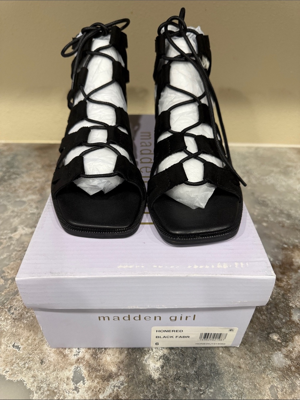 Madden Girl Black Lace-Up Gladiator Sandals